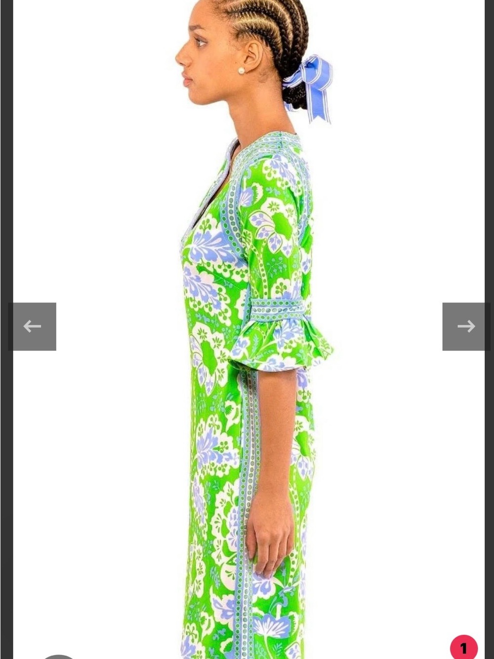 Gretchen Scott Designs Green Floral Shift Dress with Lavender Accents - Picture 2 of 7